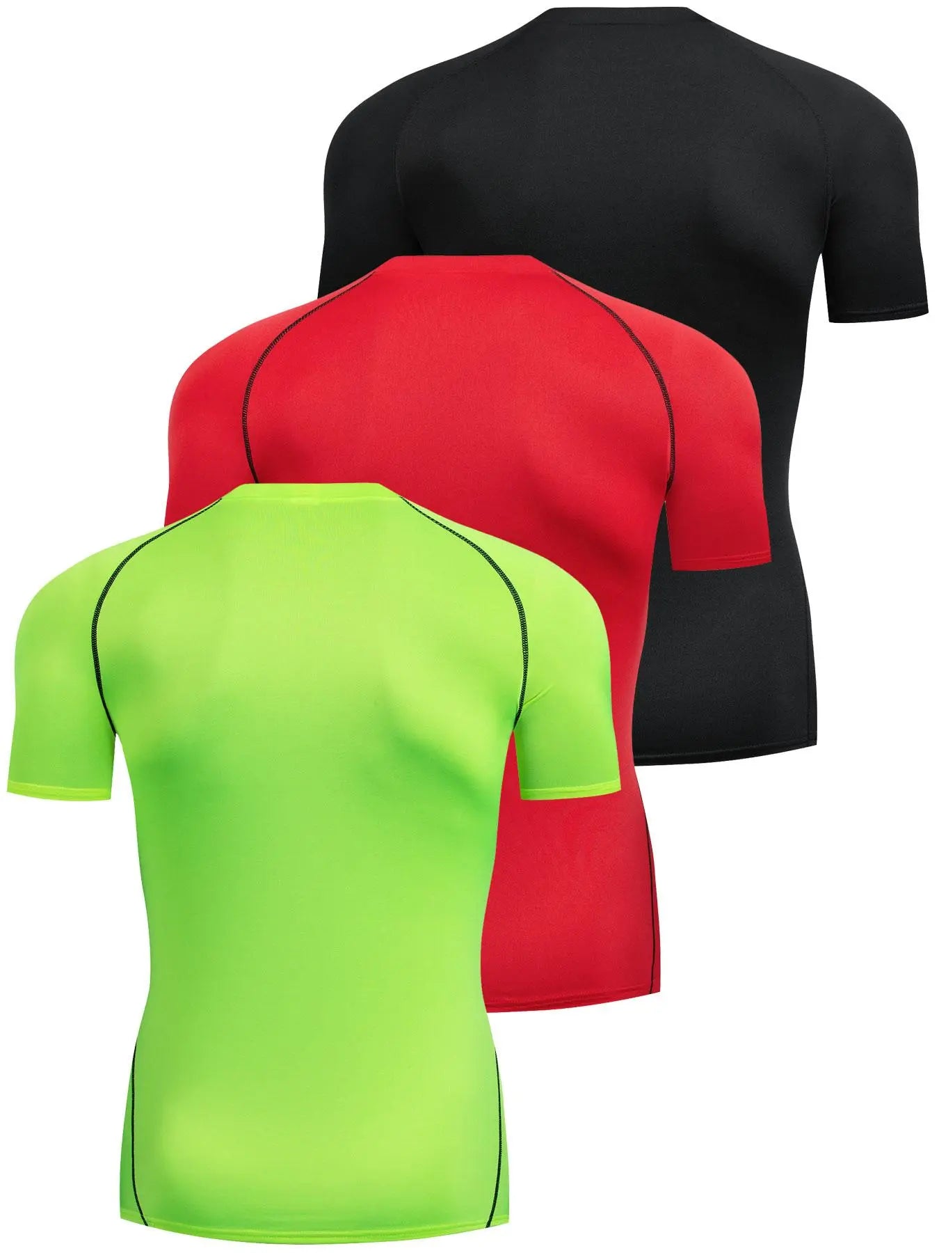 Men'S Contrast Binding round Neck Compression Sports Tee, Quick Drying Breathable Crew Neck Short Sleeve T-Shirt for Running Gym Workout, Casual Sporty Top for All Seasons, Activewear