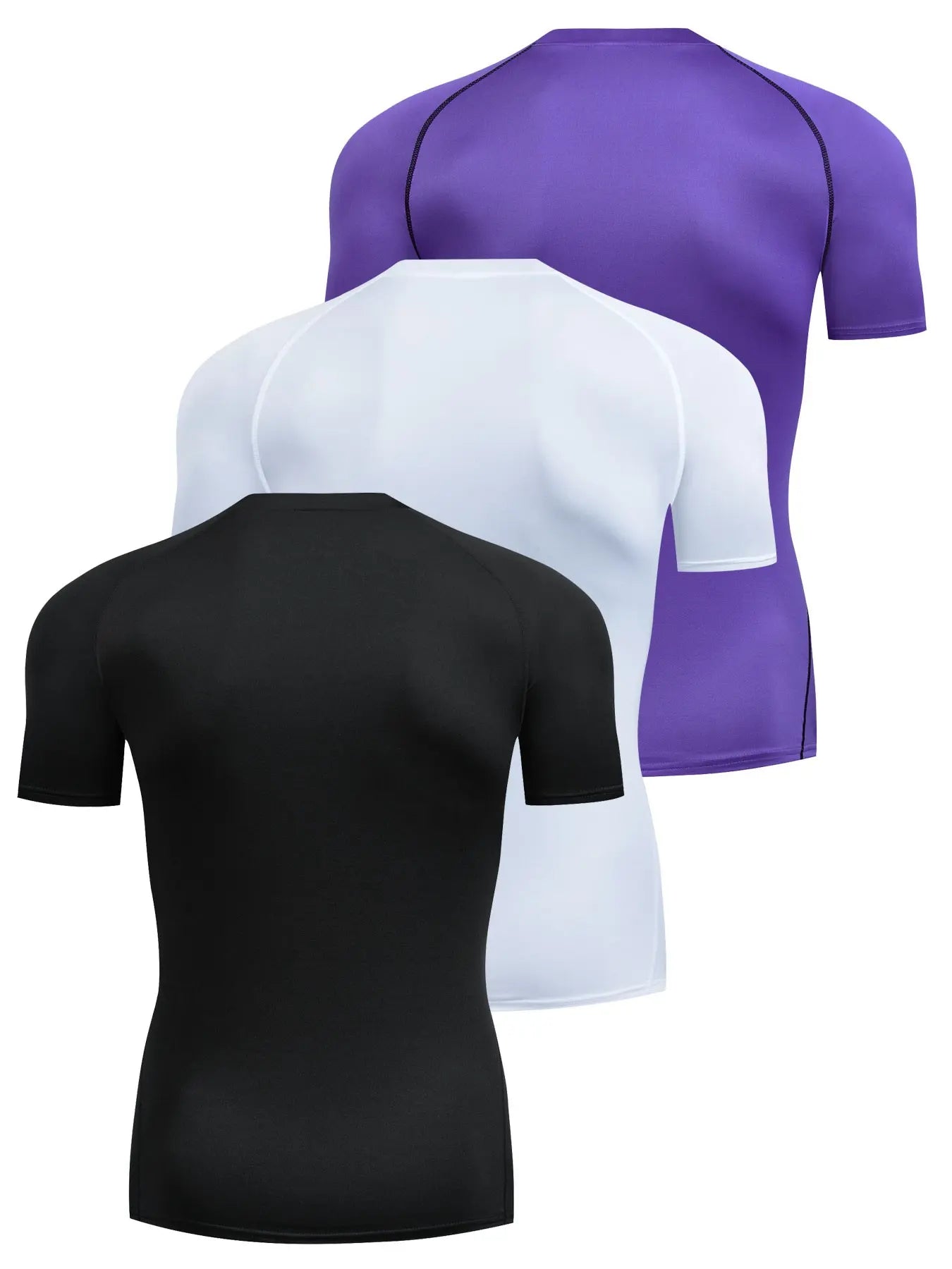 Men'S Contrast Binding round Neck Compression Sports Tee, Quick Drying Breathable Crew Neck Short Sleeve T-Shirt for Running Gym Workout, Casual Sporty Top for All Seasons, Activewear