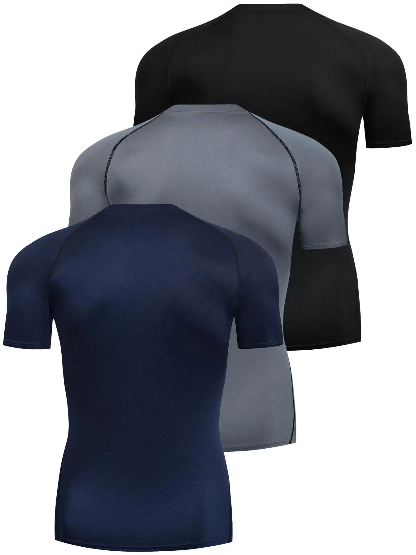 Men'S Contrast Binding round Neck Compression Sports Tee, Quick Drying Breathable Crew Neck Short Sleeve T-Shirt for Running Gym Workout, Casual Sporty Top for All Seasons, Activewear