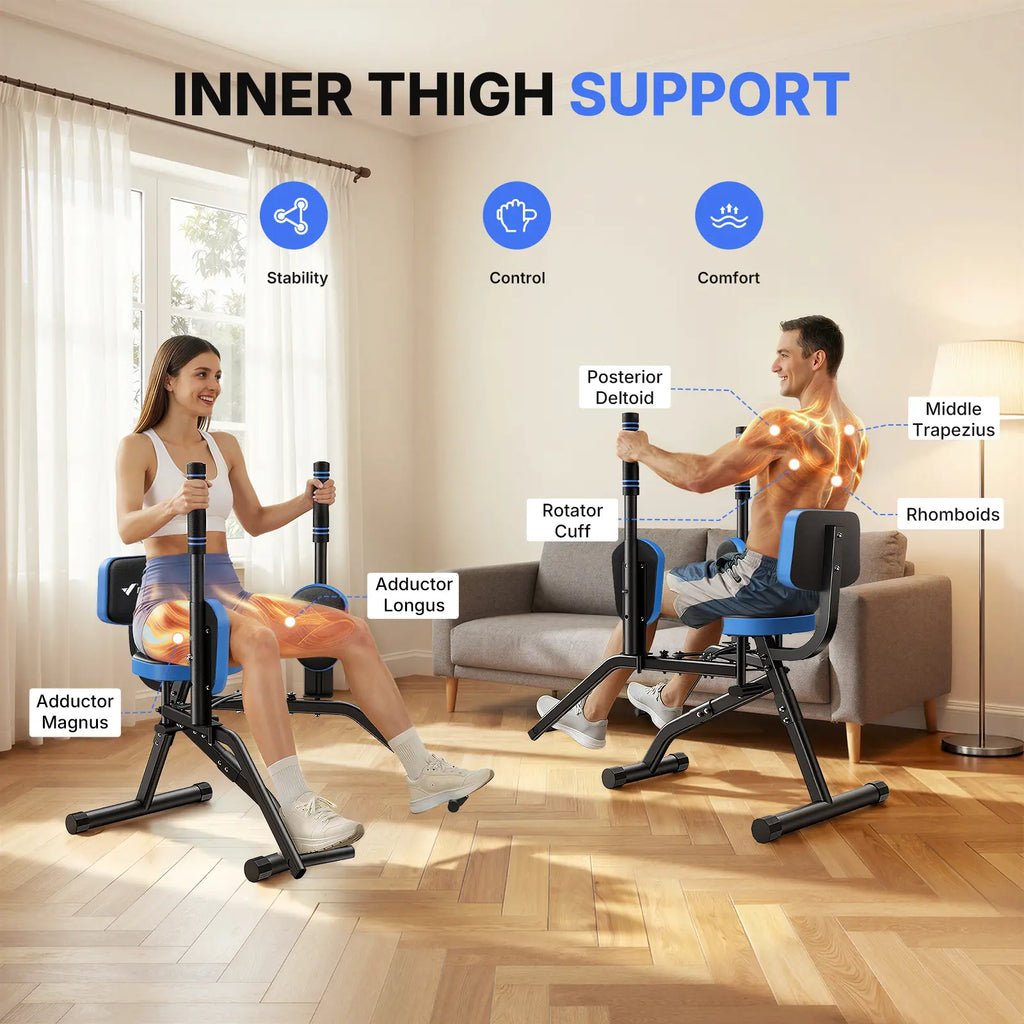 Merach Hip Abductor Machine for Home Gym, Upper Back Exerciser, Adjustable Glute Trainer, Thigh Workout Equipment for Hip Sculpting & Butt Lifting Springstatements