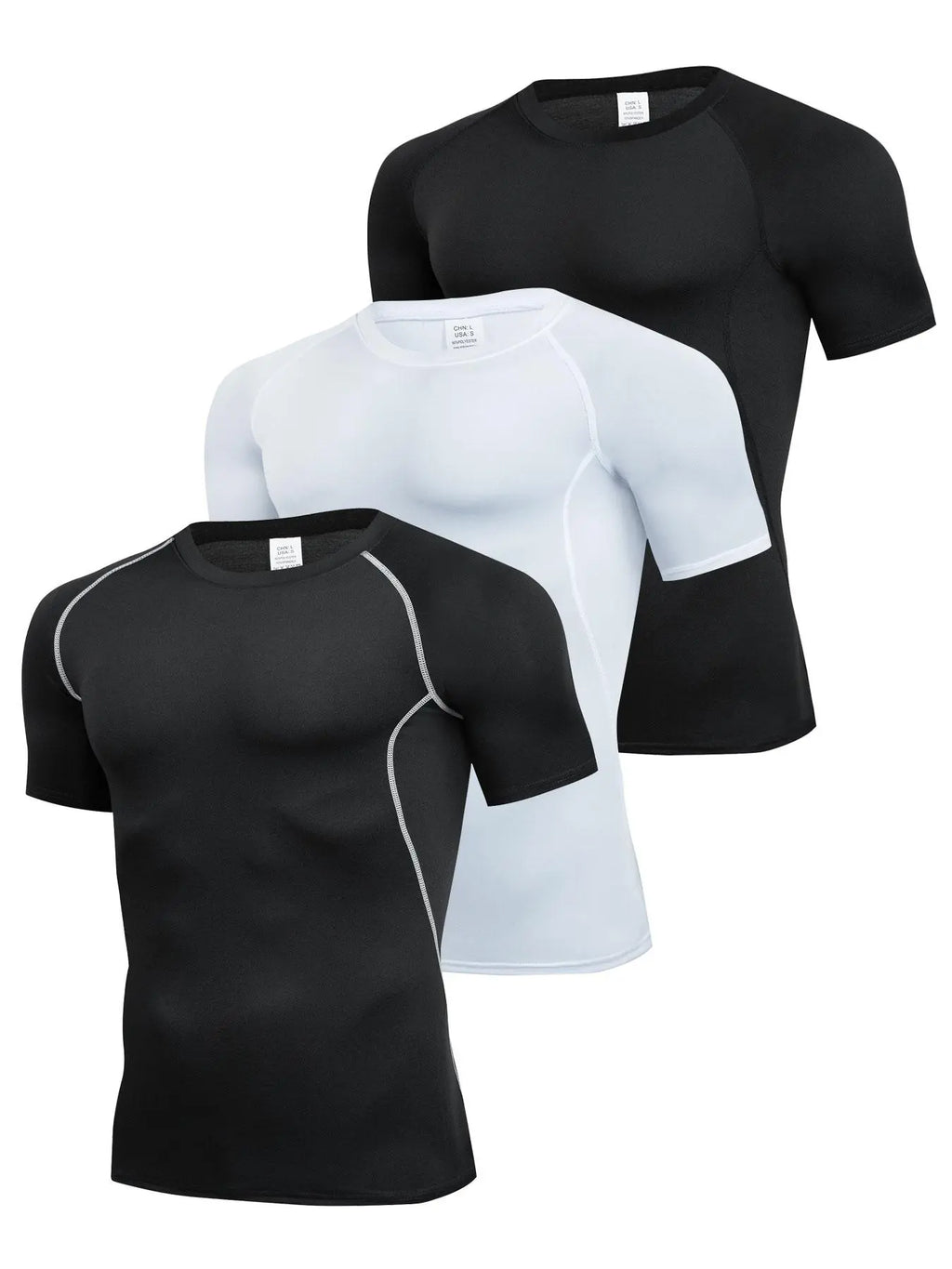 Men'S Contrast Binding round Neck Compression Sports Tee, Quick Drying Breathable Crew Neck Short Sleeve T-Shirt for Running Gym Workout, Casual Sporty Top for All Seasons, Activewear