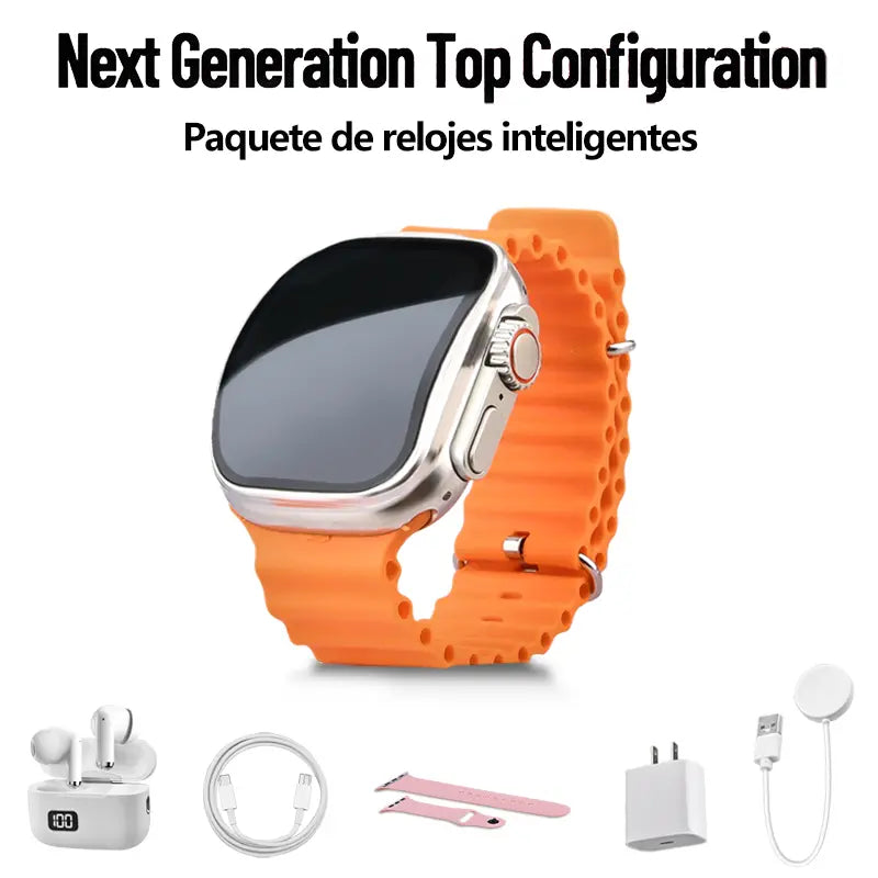 6-In-1 Smartwatch Kit: Smartwatch, Bluetooth Headphones, 20W Fast Charger, Type-C Fast-Charging Cable, Adapter, and Audio Support—Compact and Portable. Headphone Device.