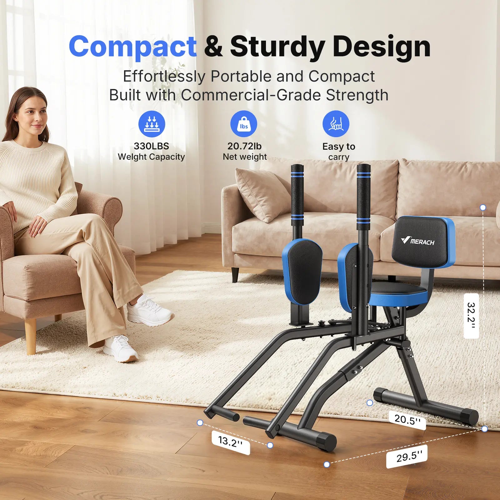 Merach Hip Abductor Machine for Home Gym, Upper Back Exerciser, Adjustable Glute Trainer, Thigh Workout Equipment for Hip Sculpting & Butt Lifting Springstatements
