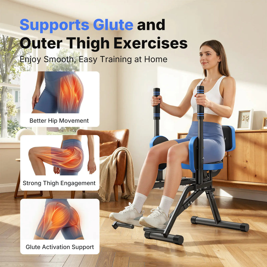 Merach Hip Abductor Machine for Home Gym, Upper Back Exerciser, Adjustable Glute Trainer, Thigh Workout Equipment for Hip Sculpting & Butt Lifting Springstatements