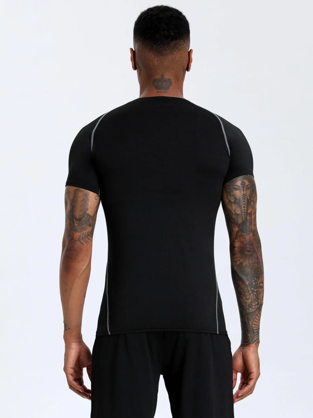 Men'S Contrast Binding round Neck Compression Sports Tee, Quick Drying Breathable Crew Neck Short Sleeve T-Shirt for Running Gym Workout, Casual Sporty Top for All Seasons, Activewear